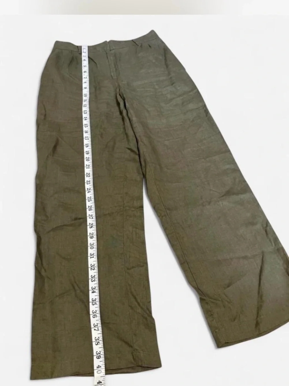 Quince Olive Green Wide-Leg Linen Chinos Womens Size 8